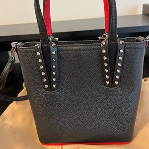 Christian Louboutin Cabata Empire Leather Spike Mini Tote Bag